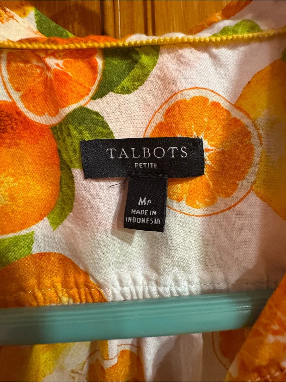 Talbots Citrus-Print Button-Down Shirt in Orange, Yellow & Green